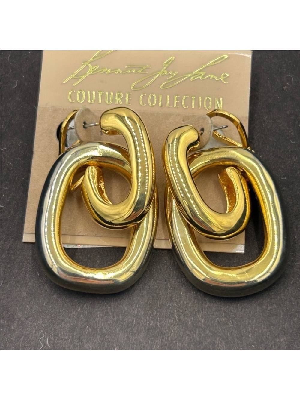 Women’s Kenneth Jay Lane couture door, knocker style gold plated earrings